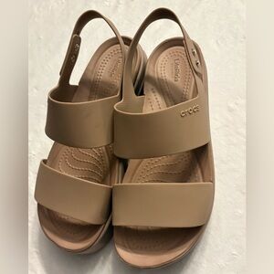 CROCS Women’s Platform Sandals in Taupe